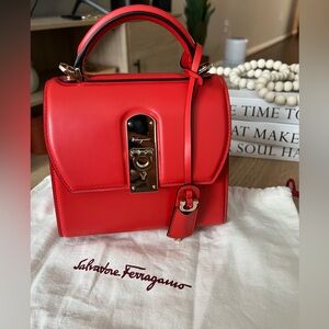 Ferragamo Mini Boxyz Convertible Crossbody Bag in Arid Coral